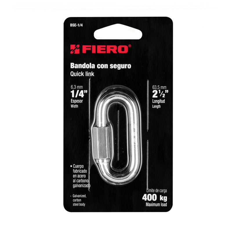 Bandola De Acero De 1/4" Con Seguro, Fiero - Tool Ferreterías / Ferretodo - Herramientas y material de construcción.