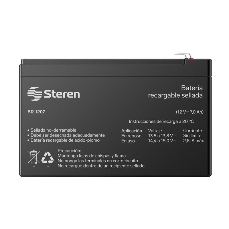 Batería sellada de ácido - plomo de 12 Vcc 7 Ah, BR - 1207 Steren - Tool Ferreterías / Ferretodo - Herramientas y material de construcción.