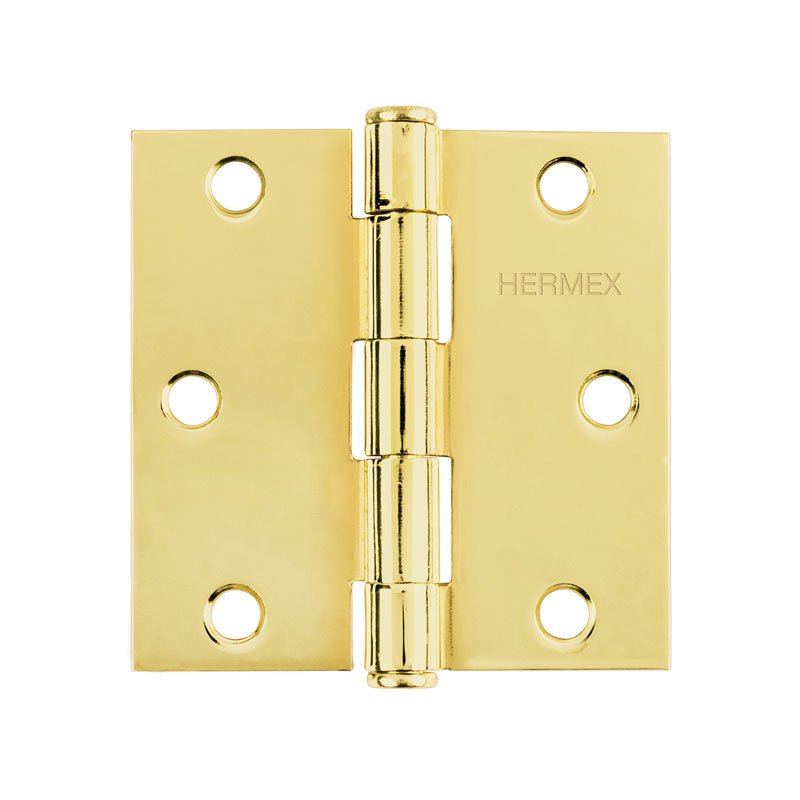 Bisagra cuadrada de 2 1/2", latonado, cabeza plana, 43236 Hermex BC 251P - Tool Ferreterías / Ferretodo - Herramientas y material de construcción.