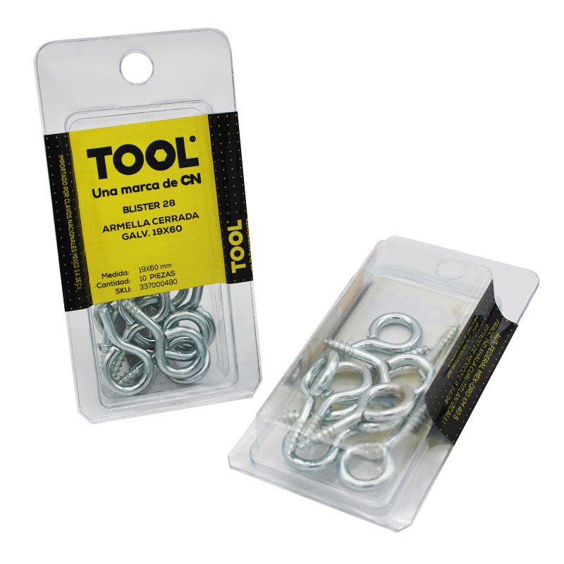 Blíster 29 Armella Cerrada Galvanizada 20 X 70 Con 07 Piezas - Tool Ferreterías / Ferretodo - Herramientas y material de construcción.