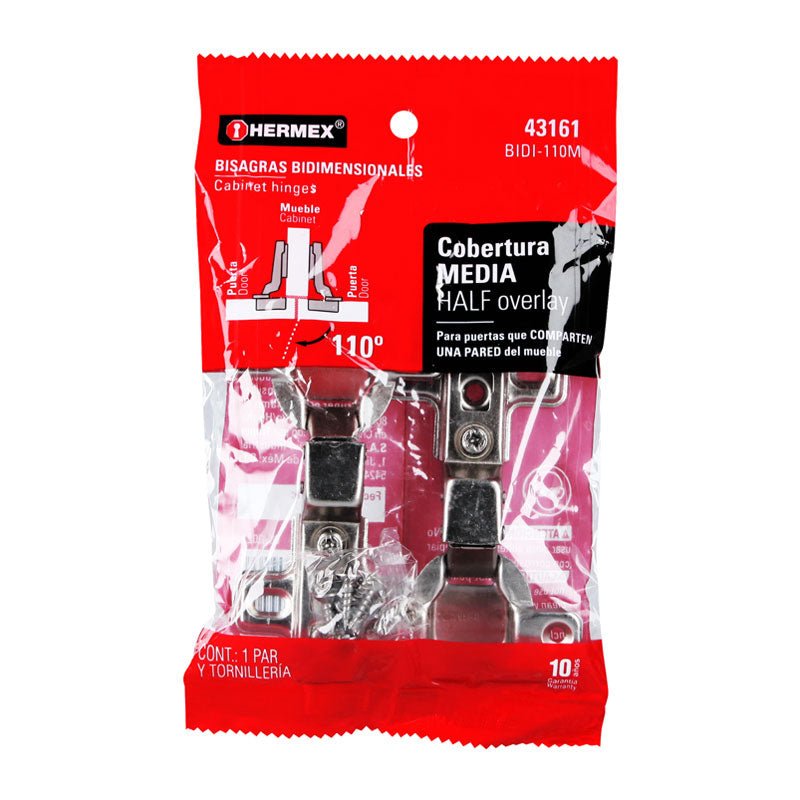 Bolsa C/2 Bisagras Bidimensionales De 110°, Cobertura Media - Tool Ferreterías / Ferretodo - Herramientas y material de construcción.