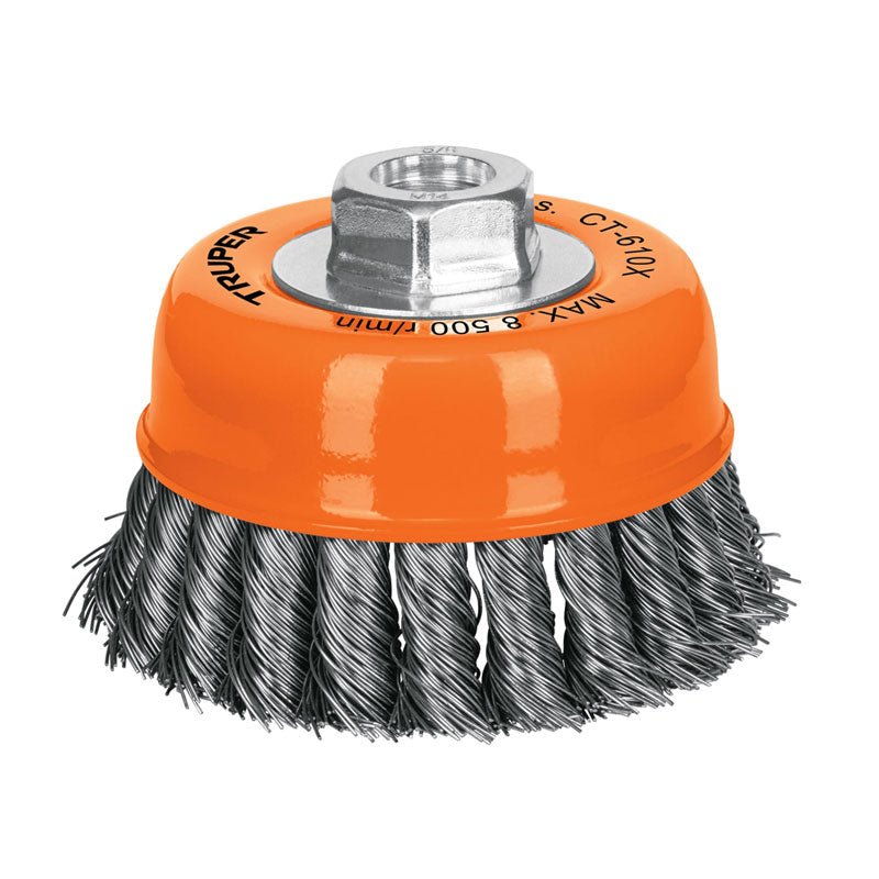 Carda copa de 4" de alambre trenzado grueso, eje 5/8" a 11, 17531 Truper CT610X - Tool Ferreterías / Ferretodo - Herramientas y material de construcción.