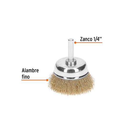 Carda de copa de 1 3/4" alambre fino para taladro, 11591 Truper CO - 1 - 3/4F - Tool Ferreterías / Ferretodo - Herramientas y material de construcción.