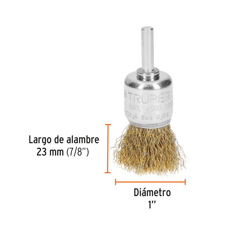 Carda de copa de 1" alambre grueso para taladro, 11595 Truper COM1 - Tool Ferreterías / Ferretodo - Herramientas y material de construcción.
