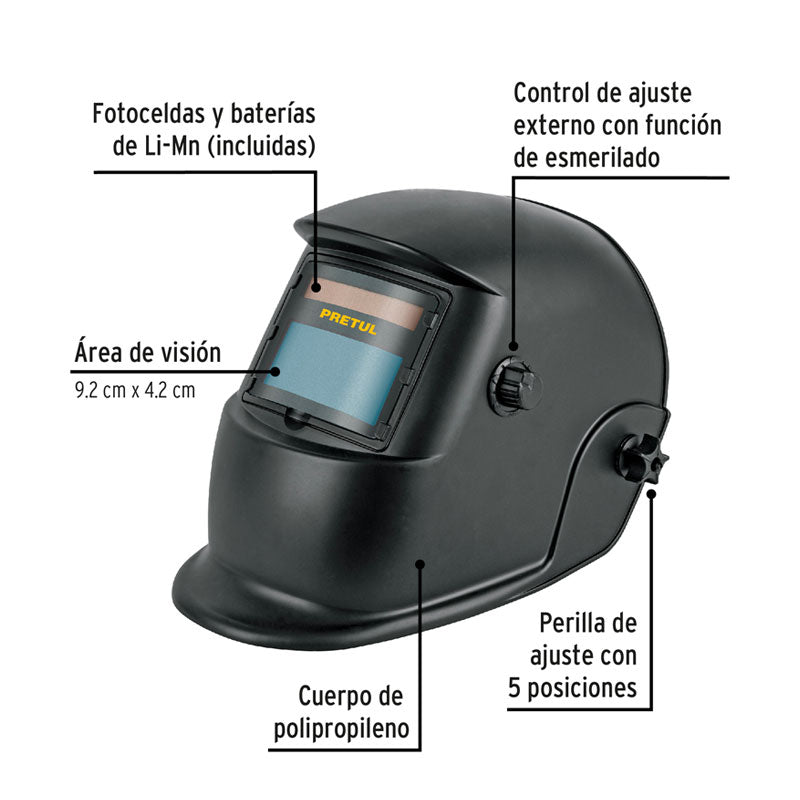 Careta electrónica para soldar semiprofesional, 29978 Pretul CAREL913P1 - Tool Ferreterías / Ferretodo - Herramientas y material de construcción.