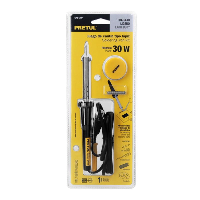 Cautín de 30 W tipo lápiz con accesorios trabajo ligero, 22805 Pretul CAU 30P - Tool Ferreterías / Ferretodo - Herramientas y material de construcción.