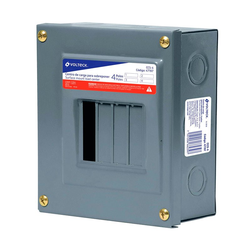 Centro De Carga De Sobreponer, 4 Polos, Volteck - Tool Ferreterías / Ferretodo - Herramientas y material de construcción.
