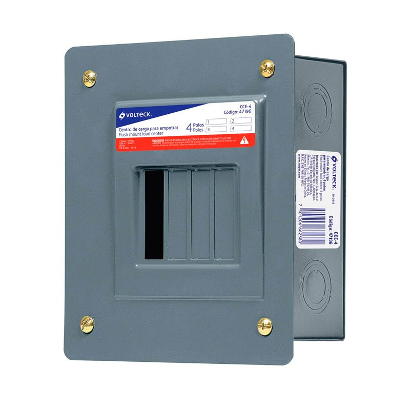 Centro De Carga Empotrable, 4 Polos, Volteck - Tool Ferreterías / Ferretodo - Herramientas y material de construcción.