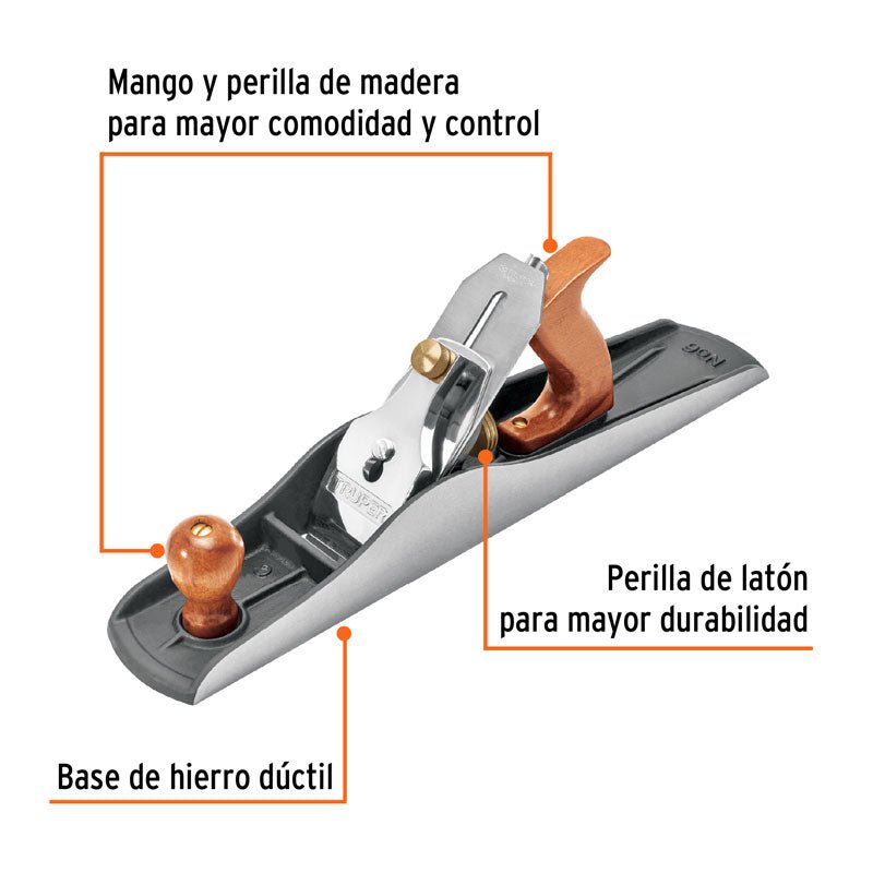 Cepillo para carpintero #6 con base lisa, 12018 Truper 6L - Tool Ferreterías / Ferretodo - Herramientas y material de construcción.