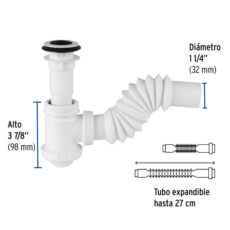 Céspol De Bote Para Lavabo Con Contra De 1 1/4", Ce218 Foset 49366 - Tool Ferreterías / Ferretodo - Herramientas y material de construcción.