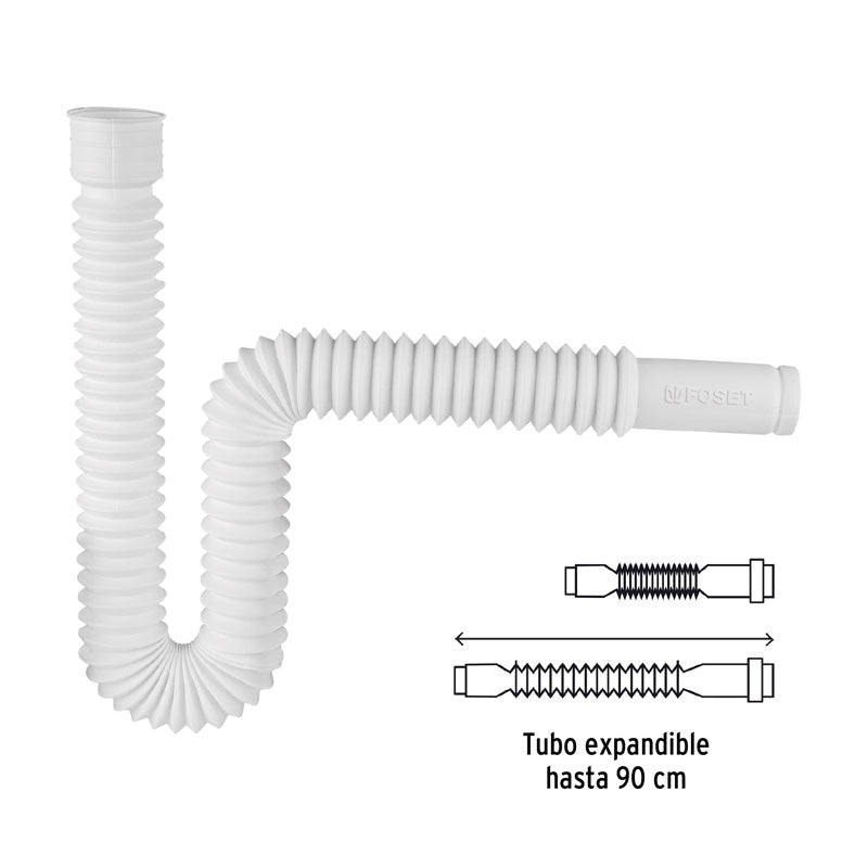 Céspol flexible, polietileno blanco, para lavabo y fregadero, 49509 Foset CE 232 - Tool Ferreterías / Ferretodo - Herramientas y material de construcción.