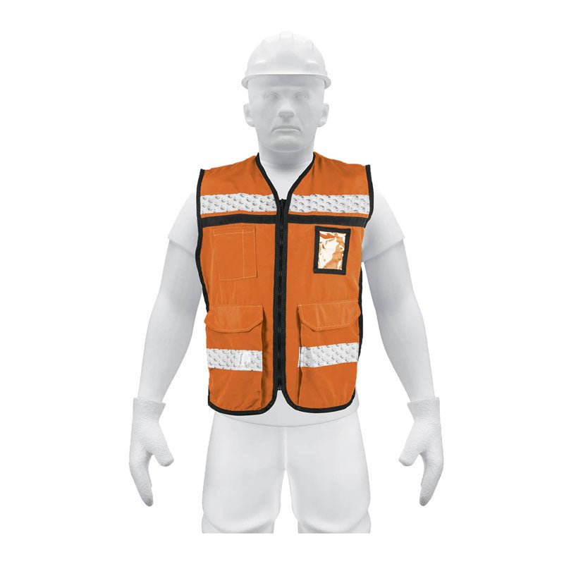 Chaleco brigadista con cintas reflejantes, color naranja, 14669 Truper CHS900N - Tool Ferreterías / Ferretodo - Herramientas y material de construcción.