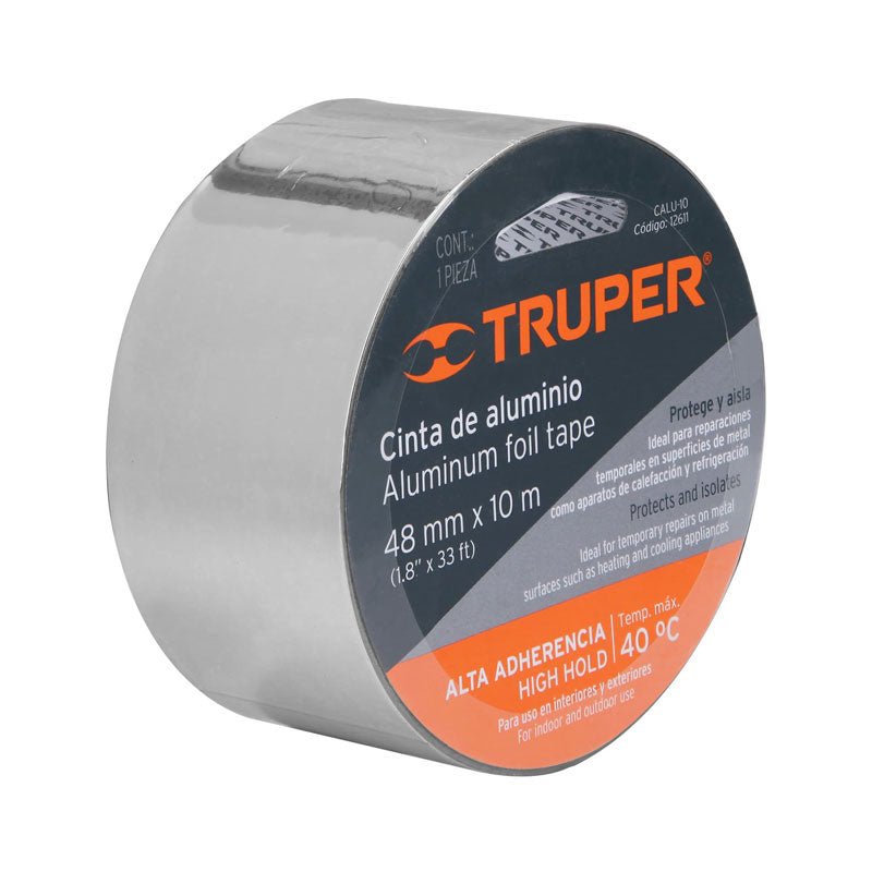 Cinta de aluminio de 48 mm x 10 m, 12611 Truper CALU10 - Tool Ferreterías / Ferretodo - Herramientas y material de construcción.