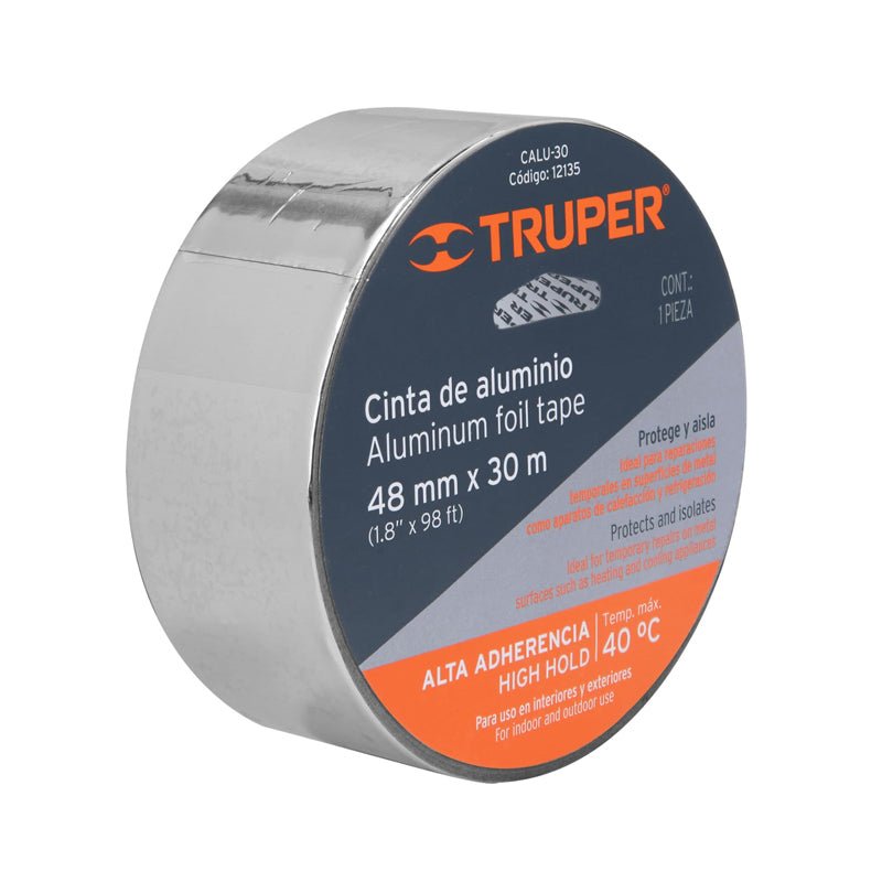 Cinta De Aluminio De 48 Mm X 30 M 12135, Truper - Tool Ferreterías / Ferretodo - Herramientas y material de construcción.