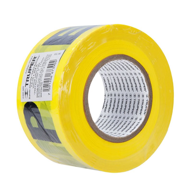 Cinta delimitadora "Precaución" de 3" x 305 m, amarilla, 12583 Truper CIDE301 - Tool Ferreterías / Ferretodo - Herramientas y material de construcción.
