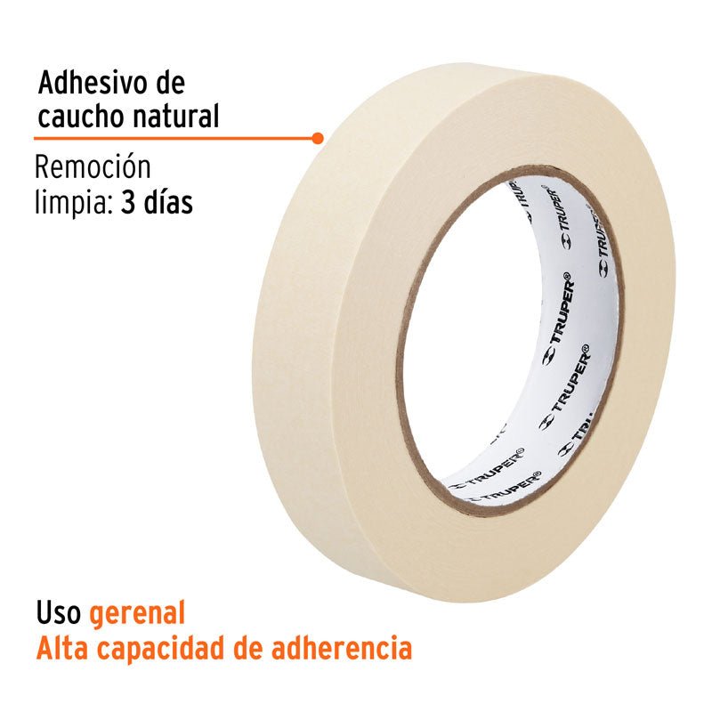 Cinta masking tape de 1" x 50 m, 12591 Truper MSK 1 - Tool Ferreterías / Ferretodo - Herramientas y material de construcción.