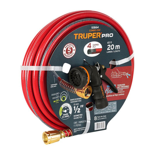 Combo Manguera Man 20X1/2X Y Pistola De Riego Pr 208, Truper - Tool Ferreterías / Ferretodo - Herramientas y material de construcción.