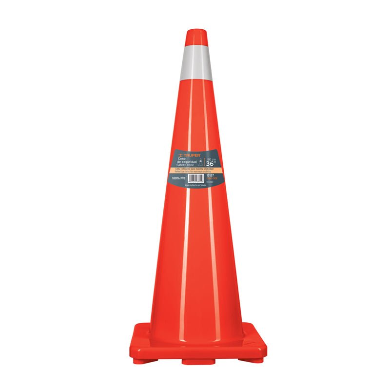 Cono De Precaución De 90 Cm De Pvc Con Reflejante Cono90R Truper 13127 - Tool Ferreterías / Ferretodo - Herramientas y material de construcción.