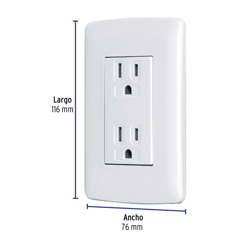 Contacto dúplex aterrizado, color blanco, línea Italiana, 48130 Volteck CODO IB - Tool Ferreterías / Ferretodo - Herramientas y material de construcción.