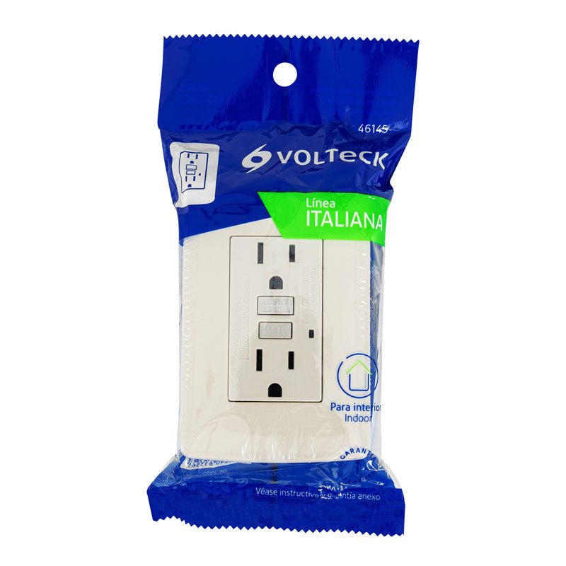 Contacto dúplex falla a tierra GFCI, color marfil, línea Italiana, 46145 Volteck CODO GFCII - Tool Ferreterías / Ferretodo - Herramientas y material de construcción.