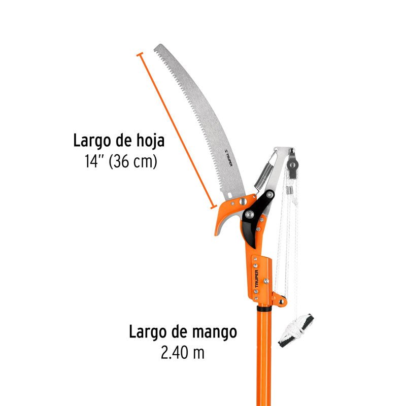 Cortador de ramas altas mango telescópico de 2.4 m aluminio, 18409 Truper TR 82M A - Tool Ferreterías / Ferretodo - Herramientas y material de construcción.