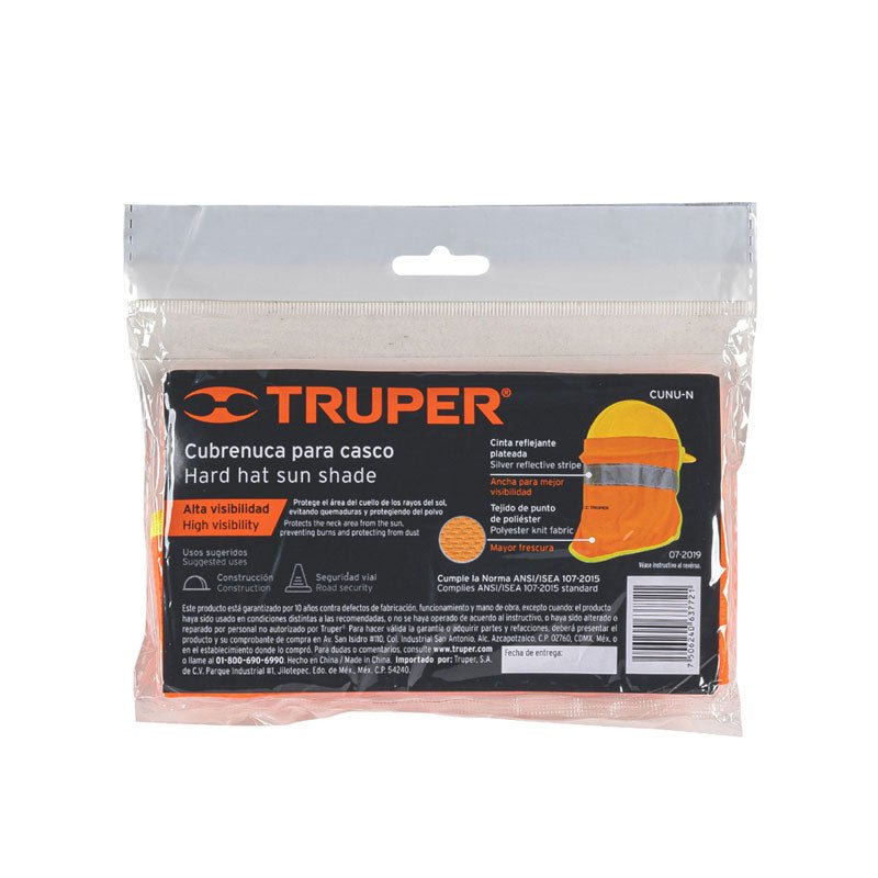 Cubrenuca para casco, naranja con reflejante, 12355 Truper CUNUN - Tool Ferreterías / Ferretodo - Herramientas y material de construcción.
