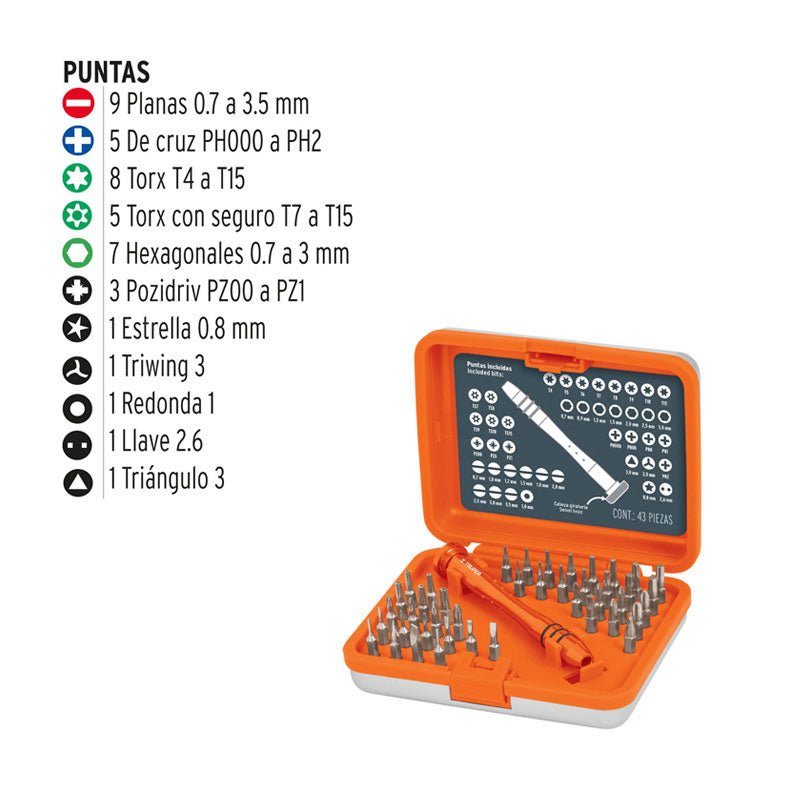 Desarmador De Precisión Con 42 Puntas Intercambiables - Tool Ferreterías / Ferretodo - Herramientas y material de construcción.