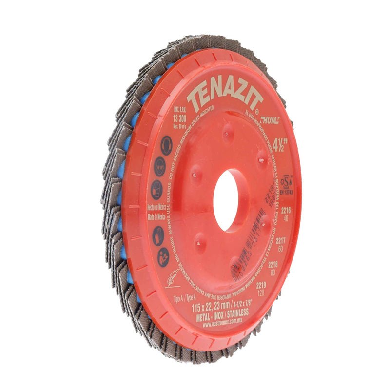 Disco laminado de 4 1/2" x 7/8", grano zirconio TZHUM - 80, 2218 Tenazit - Tool Ferreterías / Ferretodo - Herramientas y material de construcción.
