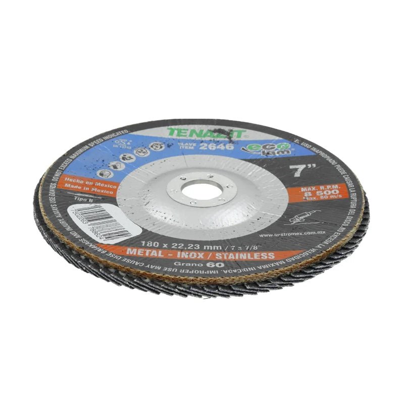 Disco laminado para desbaste de 7" x 7/8", grano 60, 2646 Tenazit - Tool Ferreterías / Ferretodo - Herramientas y material de construcción.
