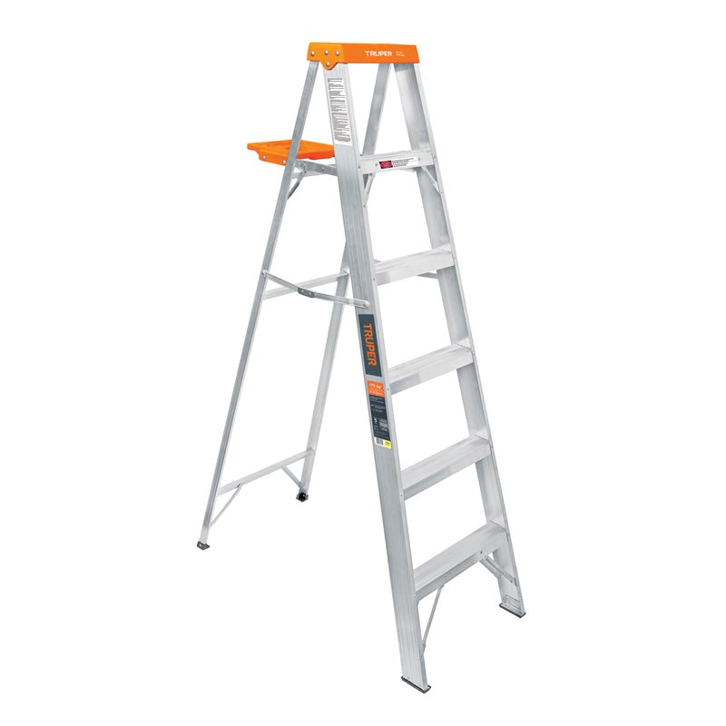 Escalera de tijera tipo ll, 5 peldaños y bandeja, 10335 Truper EST - 25 - Tool Ferreterías / Ferretodo - Herramientas y material de construcción.