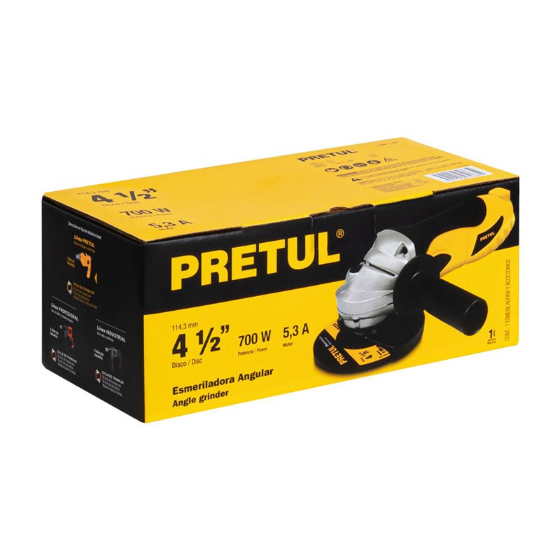Esmeriladora Angular 4 1/2" 700 W, Pretul - Tool Ferreterías / Ferretodo - Herramientas y material de construcción.