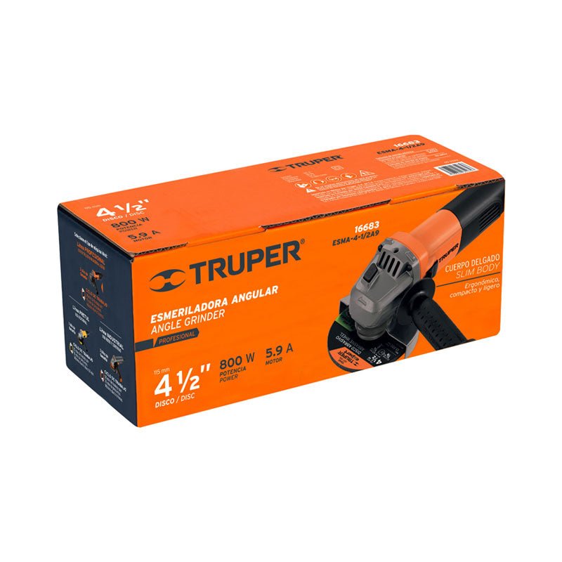 Esmeriladora Angular 4 1/2" 800 W, Profesional, Truper - Tool Ferreterías / Ferretodo - Herramientas y material de construcción.