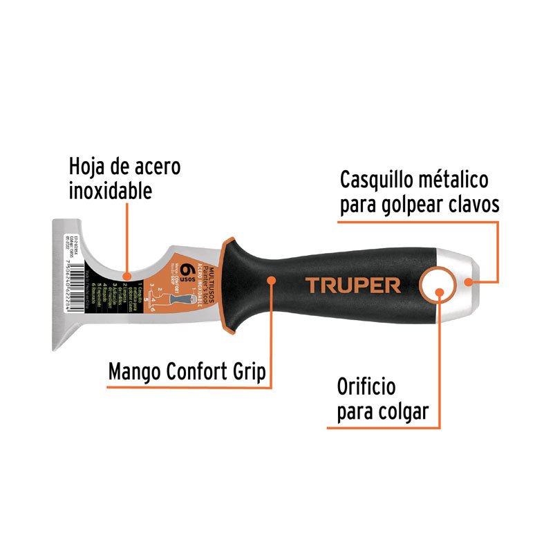 Espátula de 2 1/2" de acero inoxidable, Comfort Grip, 15855 Truper Expert ET 2 1/2R5X - Tool Ferreterías / Ferretodo - Herramientas y material de construcción.