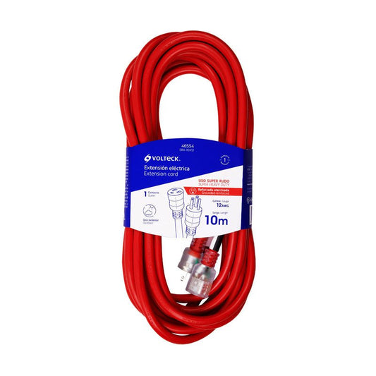 Extensión Reforzada Aterrizada 10 M 3X12 Awg, Volteck - Tool Ferreterías / Ferretodo - Herramientas y material de construcción.