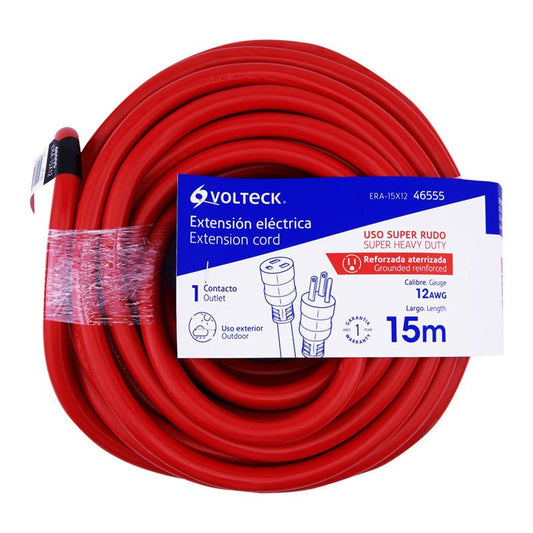 Extensión Reforzada Aterrizada 15 M 3X12 Awg, Volteck - Tool Ferreterías / Ferretodo - Herramientas y material de construcción.