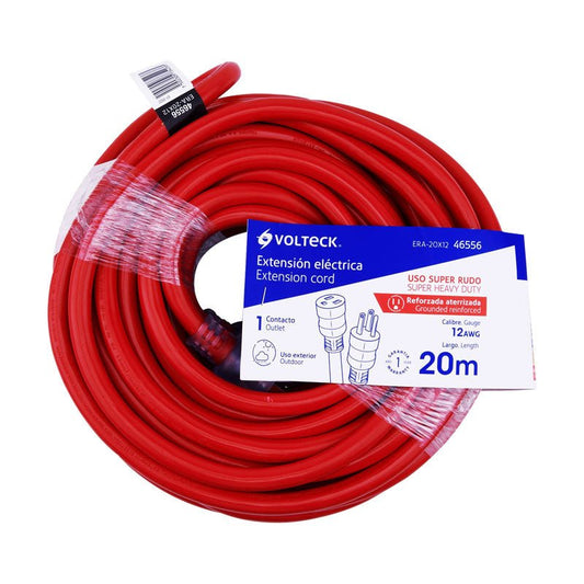 Extensión Reforzada Aterrizada 20 M 3X12 Awg, Volteck - Tool Ferreterías / Ferretodo - Herramientas y material de construcción.