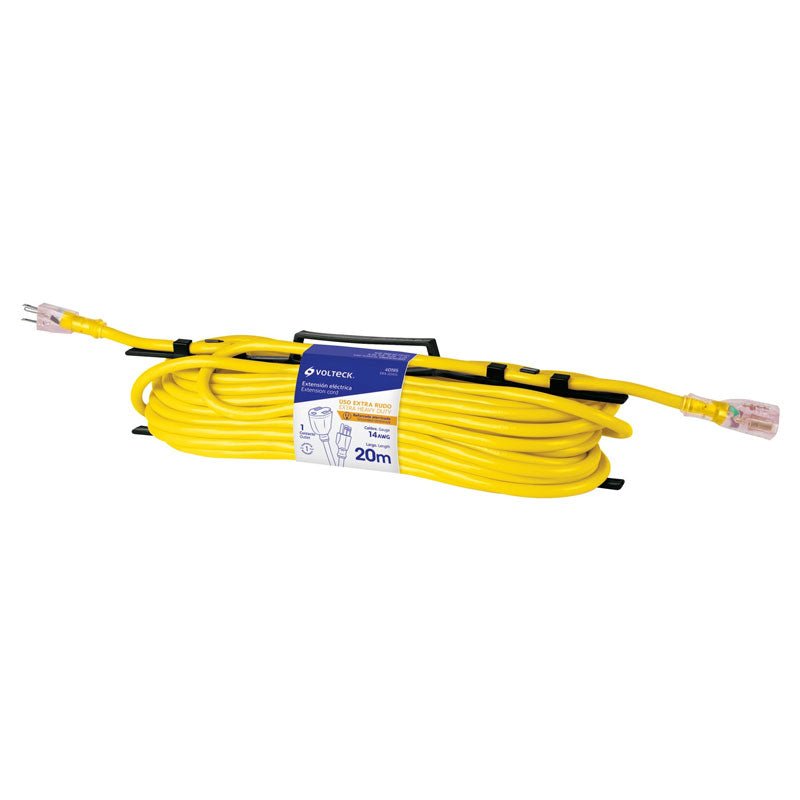 Extensión Reforzada Aterrizada 20 M Calibre 14, Volteck - Tool Ferreterías / Ferretodo - Herramientas y material de construcción.