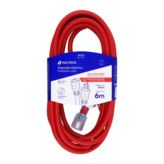 Extensión Reforzada Aterrizada 6 M 3X12 Awg, Volteck - Tool Ferreterías / Ferretodo - Herramientas y material de construcción.