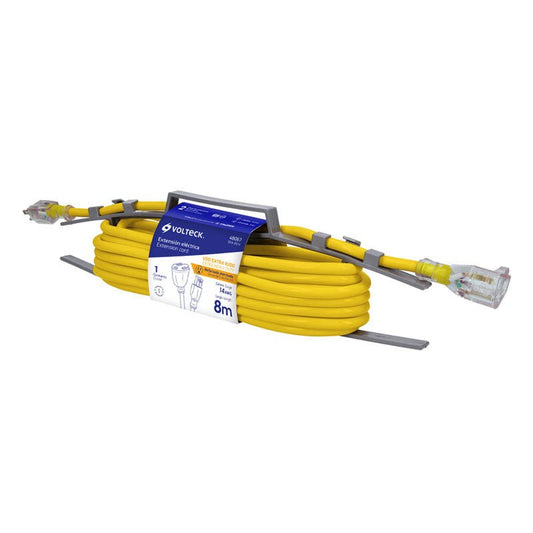 Extensión Reforzada Aterrizada 8 M 3X14 Awg, Volteck - Tool Ferreterías / Ferretodo - Herramientas y material de construcción.