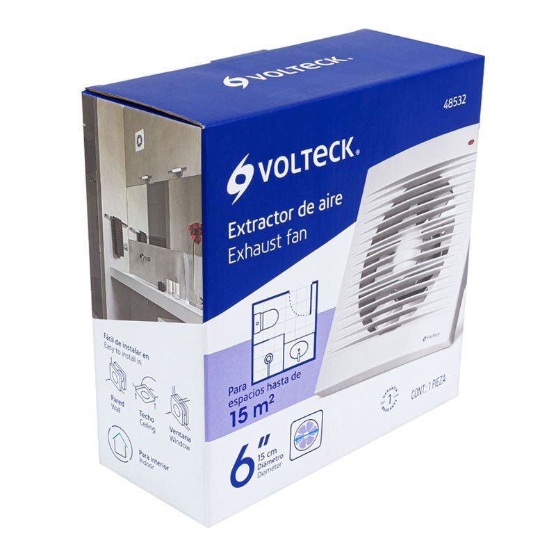 Extractor de aire de 6", blanco, 48532 Volteck EXA 6B - Tool Ferreterías / Ferretodo - Herramientas y material de construcción.