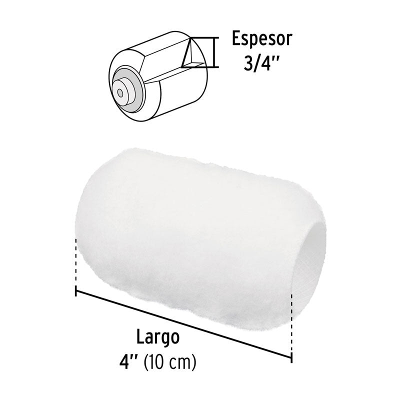 Felpa para mini rodillo de 4" x 3/4" de poliéster,, 13897 Truper RROPI420P - Tool Ferreterías / Ferretodo - Herramientas y material de construcción.
