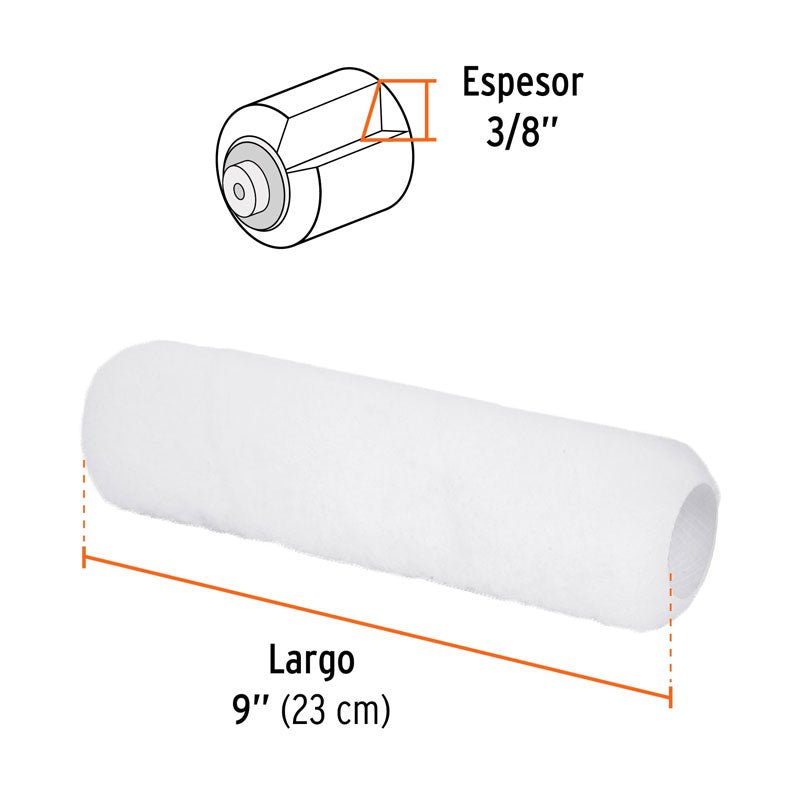 Felpa para rodillo de 9" x 3/8" superficies lisas, 13882 Truper RROPI910 - Tool Ferreterías / Ferretodo - Herramientas y material de construcción.