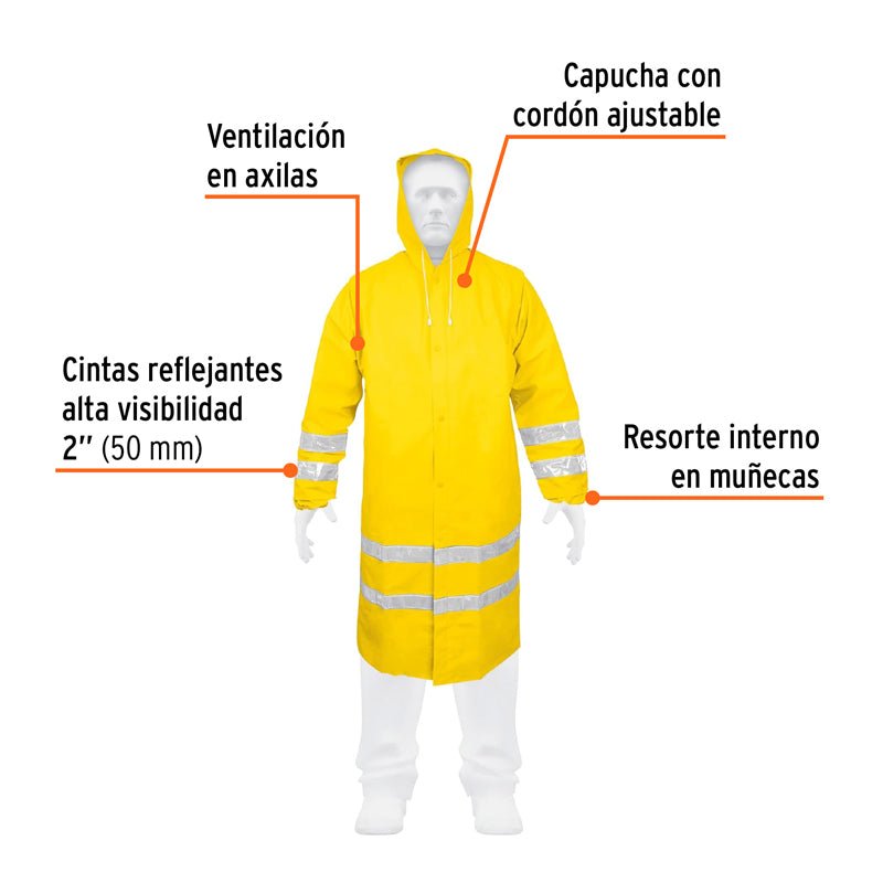 Gabardina impermeable con reflejante, talla mediana, 17722 Truper IM - REF - M - Tool Ferreterías / Ferretodo - Herramientas y material de construcción.