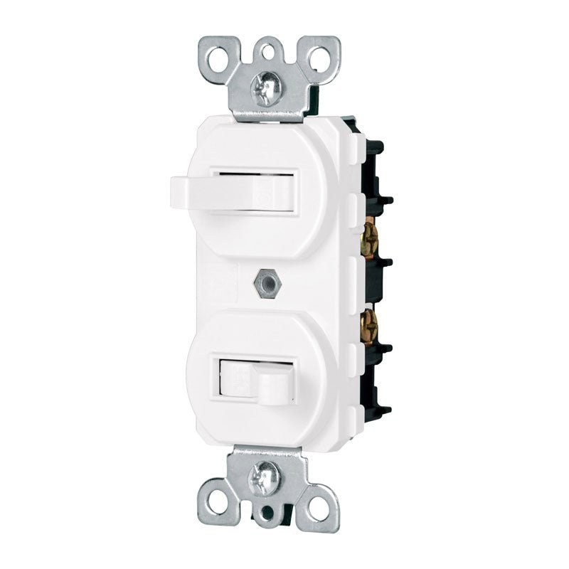 Interruptor dúplex de palanca, línea Standard, color blanco, 47729 Volteck APDO SB - Tool Ferreterías / Ferretodo - Herramientas y material de construcción.