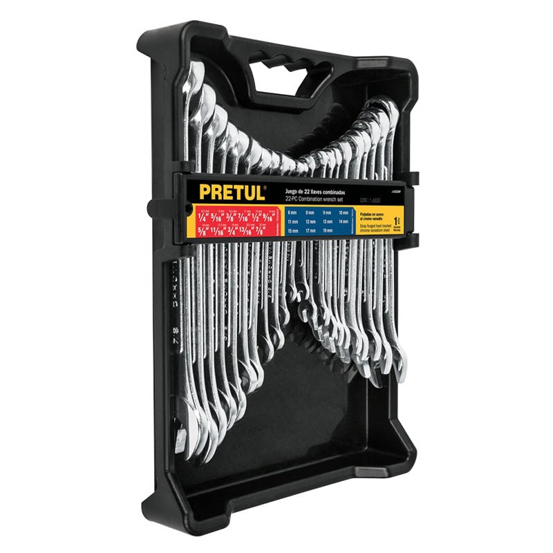 Juego de 22 llaves combinadas std y mm, 22018 Pretul J 2022MP - Tool Ferreterías / Ferretodo - Herramientas y material de construcción.