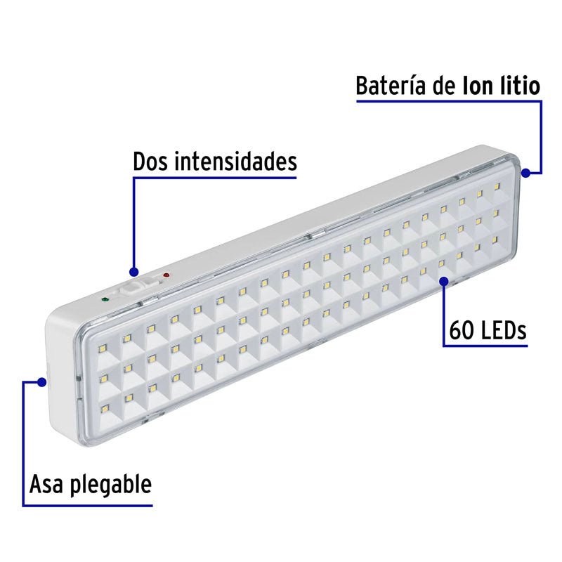 Lámpara de emergencia de 60 Leds de 300 lm, recargable, 43008 Volteck LAE 60 - Tool Ferreterías / Ferretodo - Herramientas y material de construcción.