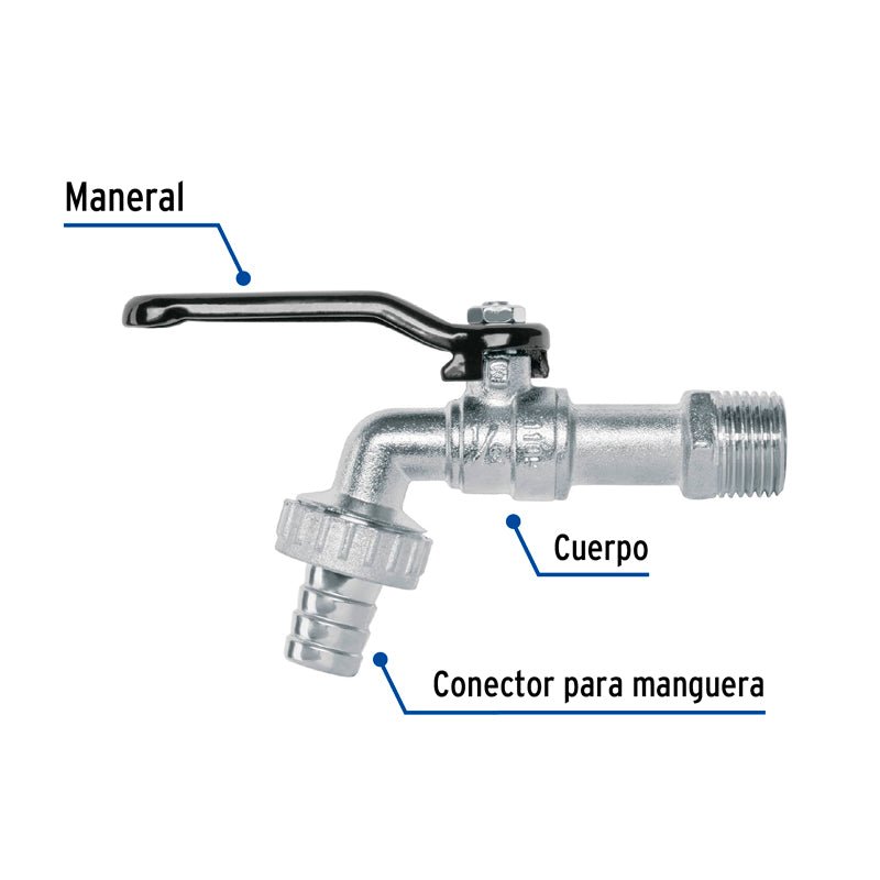 Llave de esfera de zinc con entrada de 1/2", 49079 Foset Basic LLE 110Z - Tool Ferreterías / Ferretodo - Herramientas y material de construcción.