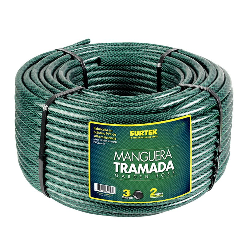 Manguera tramada verde de 1/2?, rollo de 100 m, M12T100 Surtek - Tool Ferreterías / Ferretodo - Herramientas y material de construcción.