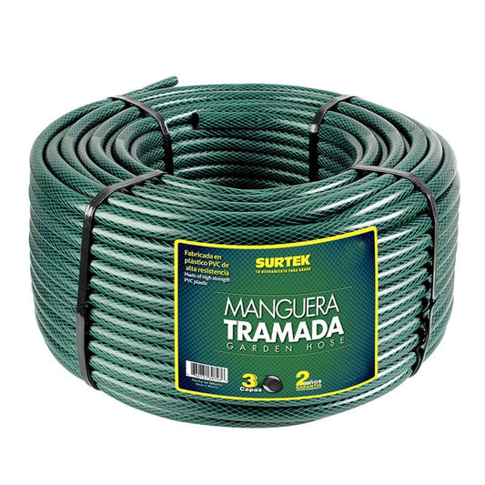 Manguera tramada verde de 1/2?, rollo de 100 m, M12T100 Surtek - Tool Ferreterías / Ferretodo - Herramientas y material de construcción.
