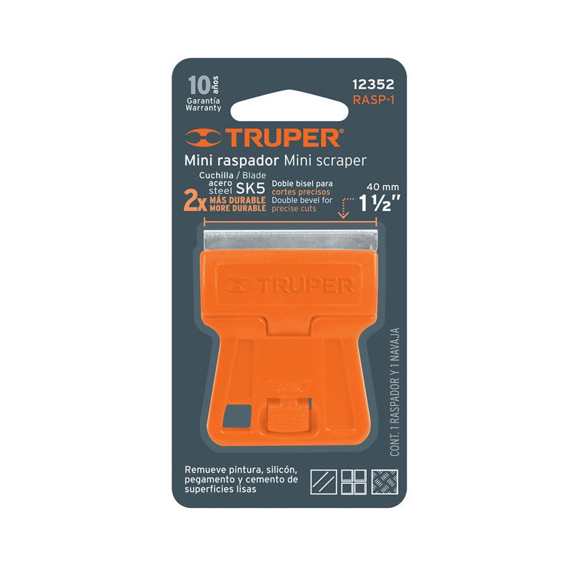 Mini raspador plástico con navaja de 1 1/2", 12352 Truper RASP 1 - Tool Ferreterías / Ferretodo - Herramientas y material de construcción.